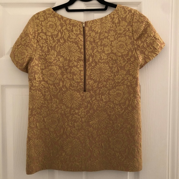 J. Crew Gold Floral Jacquard Top - Picture 5 of 6